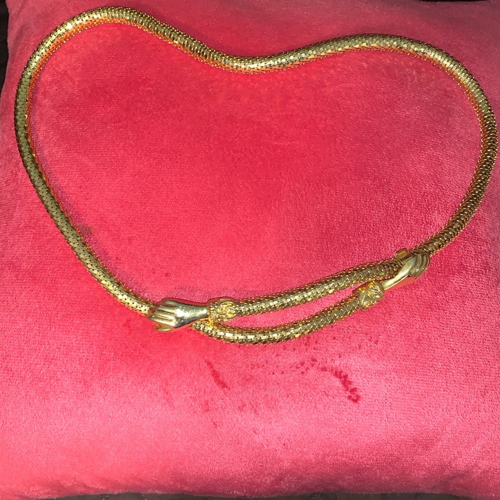 🐞1970s DL Auld Clasping Hands Gold Tone Mesh Belt/Necklace ✨